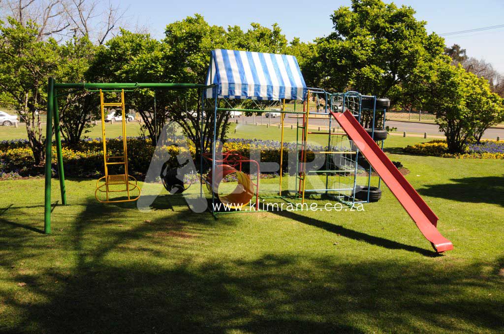 Senior Jungle Gym With Drum + 3m Steel Slide + Tyre Tunnel Attachment  + Swing Attachment With 1 Tyre Swings + 1 See Saw